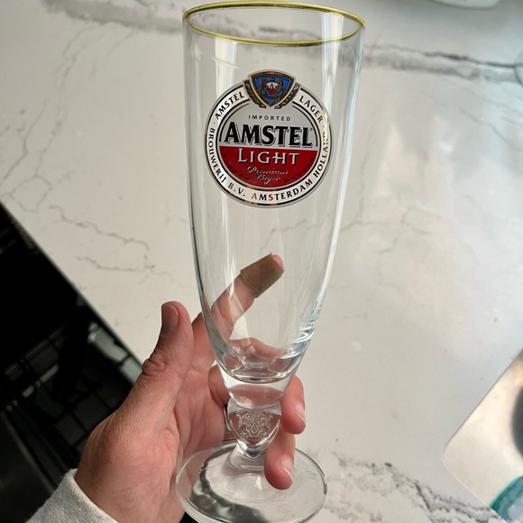 Amstel Light Lager Amsterdam Holland 33 CL Beer Glass, Chalice Pilsner Footed - Picture 3 of 6